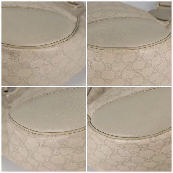 GUCCI GG Canvas Guccissima Shoulder Bag Leather Gold White 203504 Auth 137866 - Picture 15 of 16